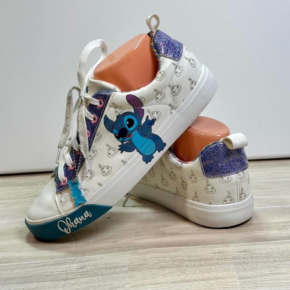 Disney Ground Up Lilo and Stitch Scrump Ohana White Glitter Sneakers Womens 9